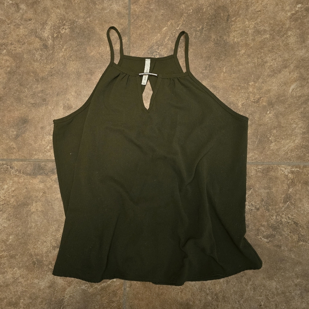 Dark Olive Detailed Chocolate Dressy Tank